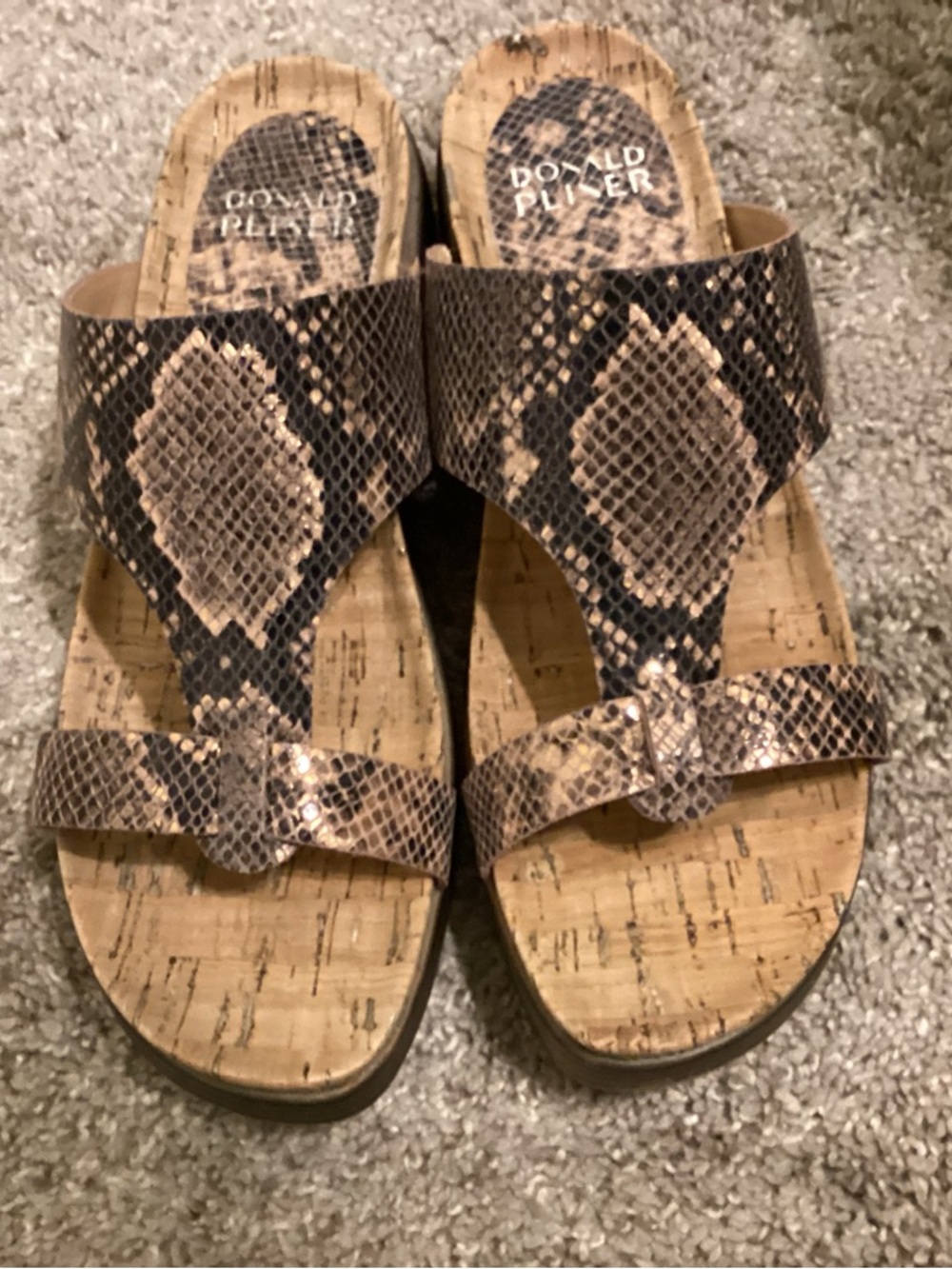 Donald J. Pliner Brown Snake-Print Platform Sandals
